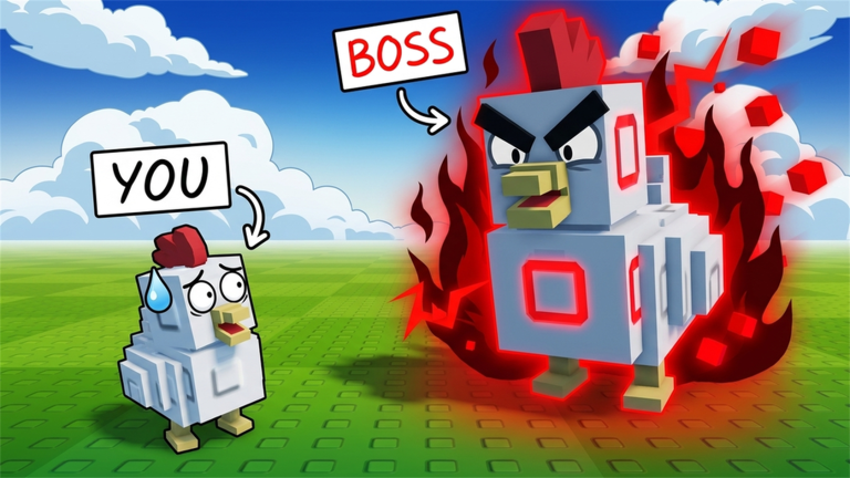 Official Grow a Chicken Fighter artwork showing a small chicken facing a larger boss chicken